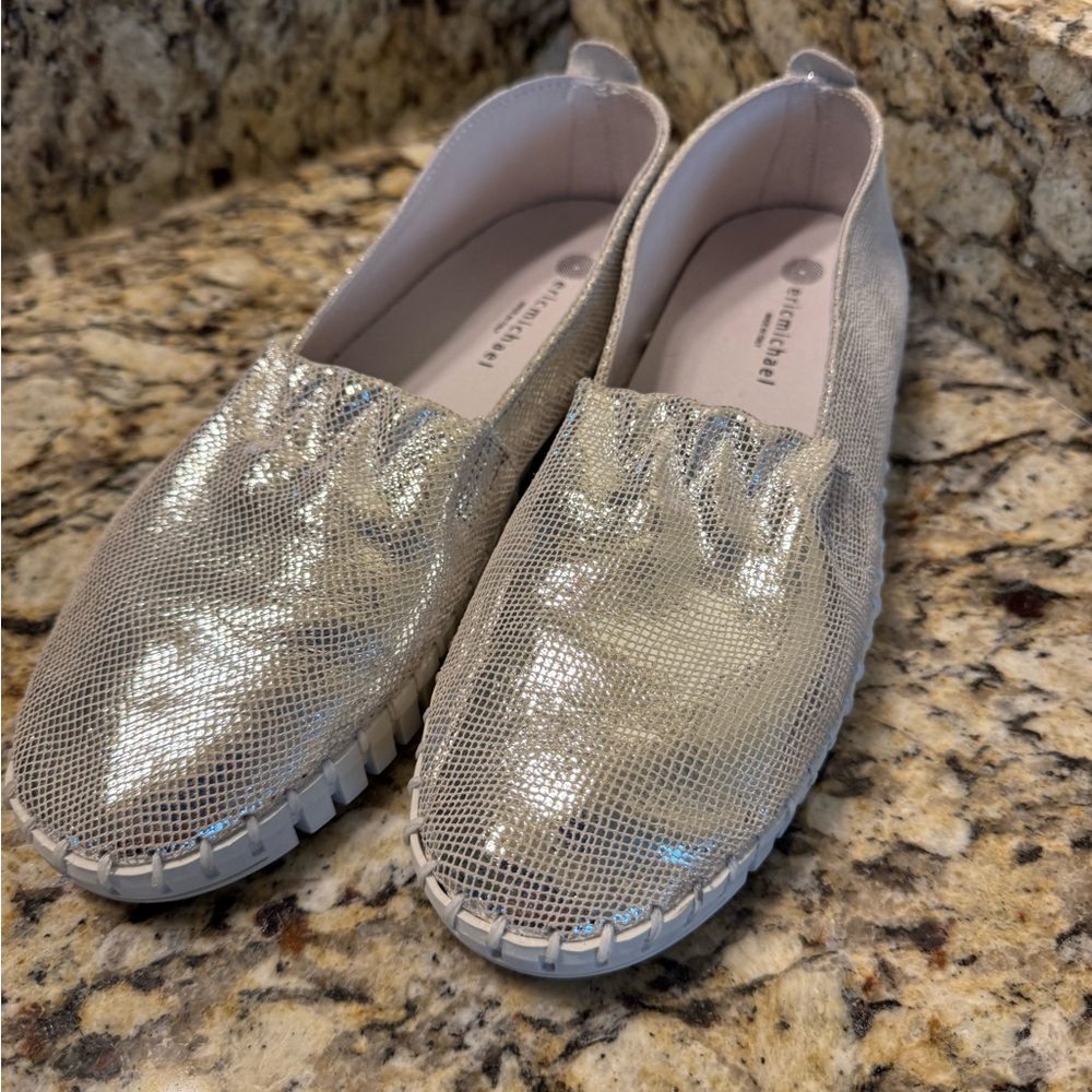 Eric Michael Shiny Silver Flats
